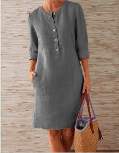 Linen Round Neck Dress