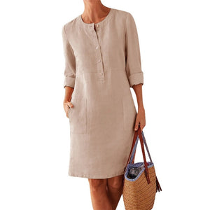 Linen Round Neck Dress