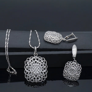 Square Pendant Necklace and Earrings