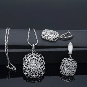 Square Pendant Necklace and Earrings