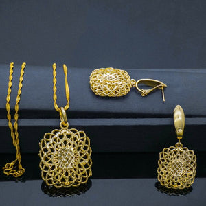 Square Pendant Necklace and Earrings