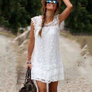 Lace Cotton Sleeveless Casual Dress