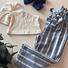 Load image into Gallery viewer, 2pc Toddlers One Shoulder Blouse and Striped Pants
