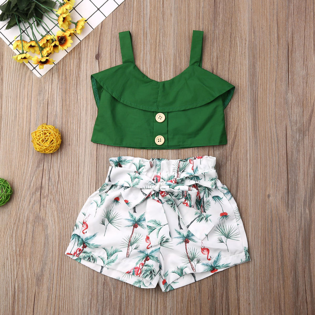 2pc Baby and Toddlers Crop Top and Floral Shorts