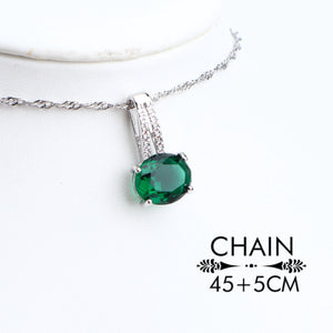 Green CZ Silver Pendant Necklace Bracelets Earrings and Ring