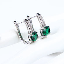 Load image into Gallery viewer, Green CZ Silver Pendant Necklace Bracelets Earrings and Ring
