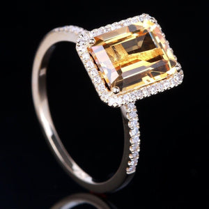 Sterling Silver Yellow Zircon Ring