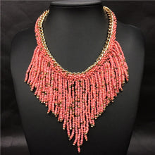 Load image into Gallery viewer, Hand Woven Tassel Beads Choker Necklace
