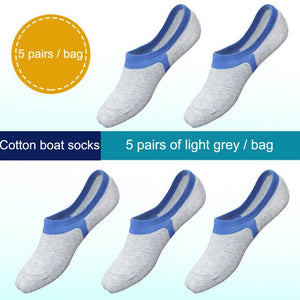 5 Pairs Men's Cotton No Show Boat Socks