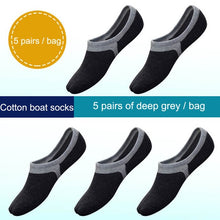 Load image into Gallery viewer, 5 Pairs Men&#39;s Cotton No Show Boat Socks
